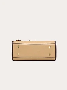 3pcs Snakeskin Embossed Skinny Scarf Decor Satchel Bag Set - Khaki - View 3