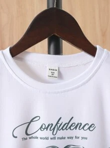 Boys Letter & Tropical Print Tee & Shorts - Multicolor - View 5