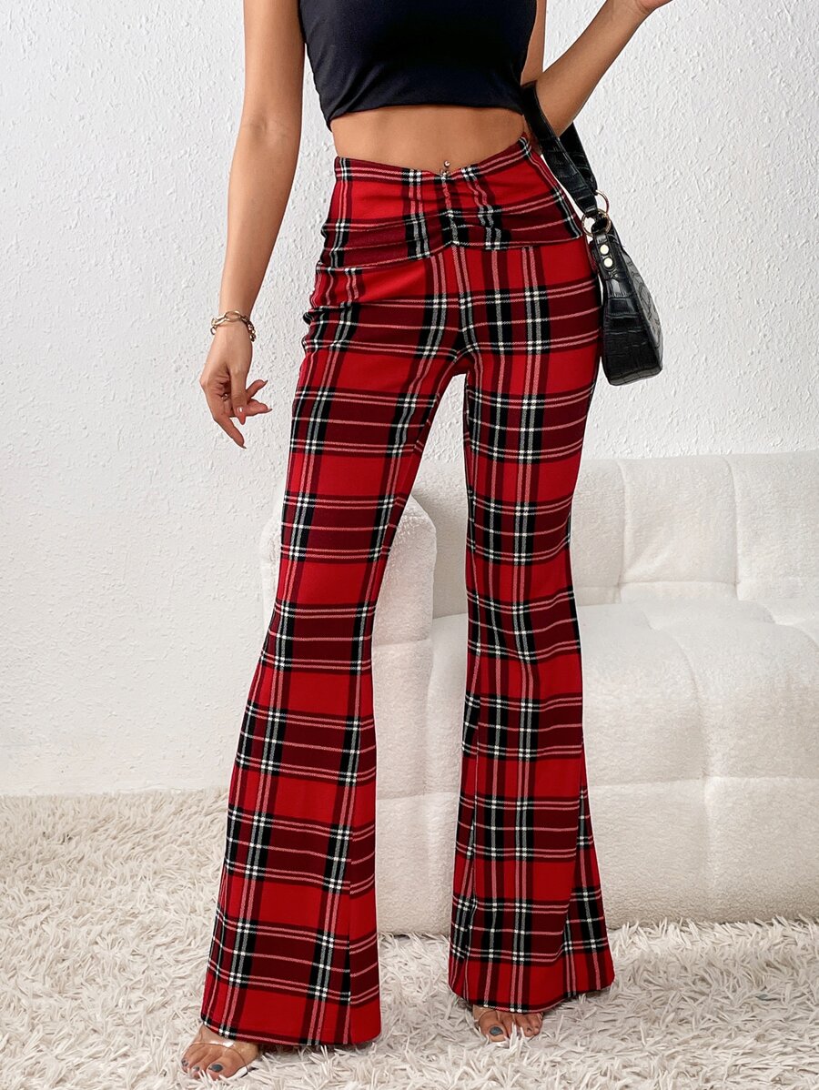 SHEIN Essnce Quần nữ Xù kẻ sọc Giải trí - Nhiều màu - Xem 1