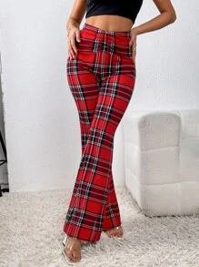 SHEIN Essnce Quần nữ Xù kẻ sọc Giải trí - Nhiều màu - Xem 4