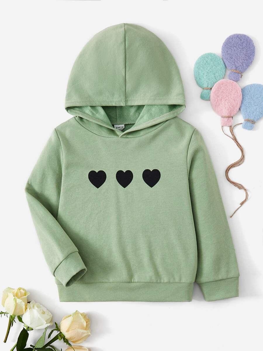 SHEIN 小男童愛心圖案連帽衫