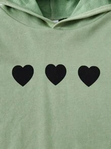 SHEIN 小男童愛心圖案連帽衫