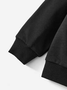 SHEIN 男童心形标语图案卫衣 - 黑色 - 查看 4