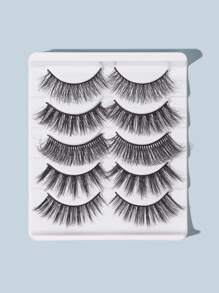 5pairs/set Natural Fibre Long False Eyelashes - Black - View 3