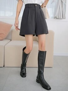 DAZY Pantaloncini tagliati in vita alta con tasche in pendant, per l'estate - Grigio Scuro - Visualizzare 2