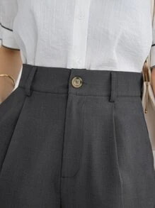 DAZY Pantaloncini tagliati in vita alta con tasche in pendant, per l'estate - Grigio Scuro - Visualizzare 3