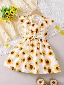 SHEIN Young Girl Flower Printed Spaghetti Strap Holiday Dress For Summer - Multicolor - View 1