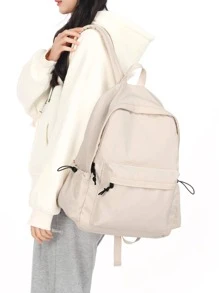 前拉鏈功能背包 - 白色 - 查看 3