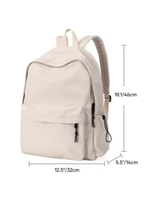 前拉鏈功能背包 - 白色 - 查看 2