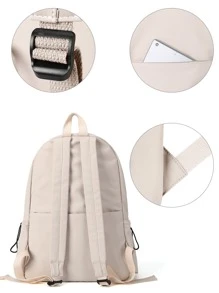 前拉鏈功能背包 - 白色 - 查看 5