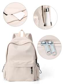 前拉鏈功能背包 - 白色 - 查看 8