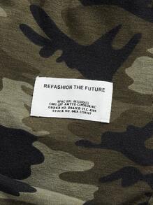 Manfinity VCAY Men Camo Graphic Print Patched Detail Short Sleeve Tee & Drawstring Waist Sweatpants, Going Out - Black - View 4