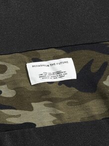 Manfinity VCAY Men Camo Graphic Print Patched Detail Short Sleeve Tee & Drawstring Waist Sweatpants, Going Out - Black - View 3