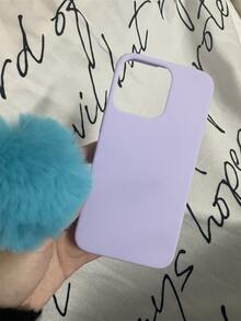 Plain Phone Case With Fluffy Pendant - Purple - View 2