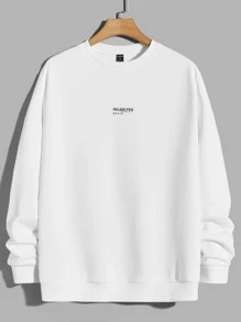 Manfinity VCAY Men Letter Graphic Pullover - White - View 1