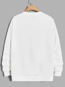 Aesthetic Post Men's Letter Printed Sweatshirt - White - View 2