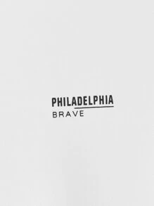 Manfinity VCAY Men Letter Graphic Pullover - White - View 3