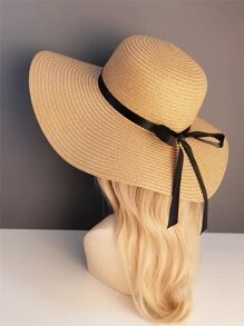 Sombrero de paja con diseño de lazo - Caqui - Ver 2