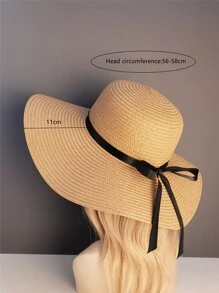 Sombrero de paja con diseño de lazo - Caqui - Ver 3