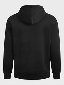 Manfinity Hypemode Men Letter Graphic Kangaroo Pocket Drawstring Hoodie - Black - View 2