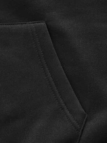 Manfinity Hypemode Men Letter Graphic Kangaroo Pocket Drawstring Hoodie - Black - View 5