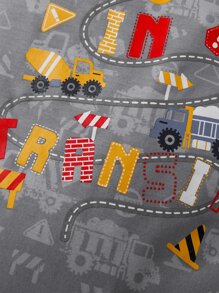 Baby 2pcs Letter & Cartoon Graphic Romper - Grey - View 8