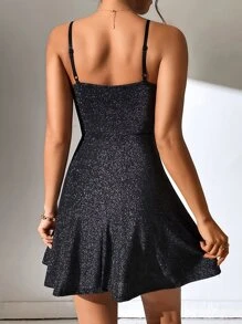 SHEIN PETITE 素色亮片吊帶洋裝