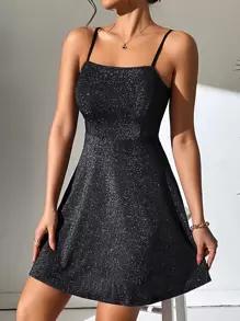 SHEIN PETITE 素色亮片吊帶洋裝