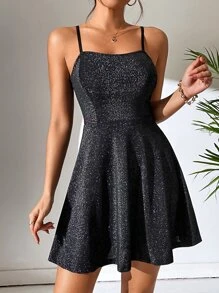 SHEIN PETITE 素色亮片吊帶洋裝