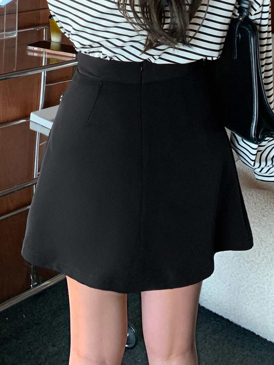 High Waist Chain Detail Skirt