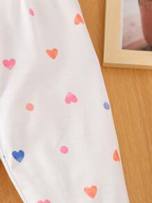 Bebé Pantalones con estampado de corazón bajo con fruncido - Blanco - Ver 4