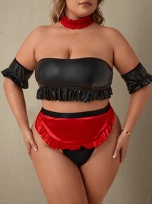 Plus 6pack Colourblock Frill Trim Bandeau Costume Set - Multicolor - View 3