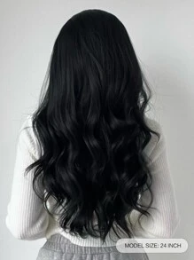 長款卷人造假髮帶劉海 - 黑色 - 查看 2