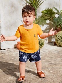 SHEIN 男嬰熱帶圖案T恤和短褲