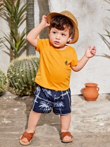 SHEIN 男嬰熱帶圖案T恤和短褲