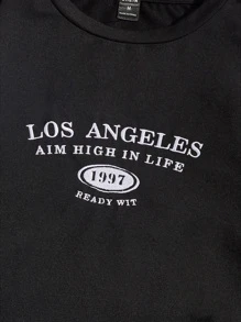 Manfinity Men Letter Graphic Patched Detail Sweatshirt - Black - View 4