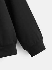 SHEIN Boys Slogan Graphic Thermal Lined Hoodie & Joggers Without Tee - Black - View 5