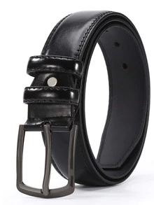 Men Square Buckle Belt - Black - View 1