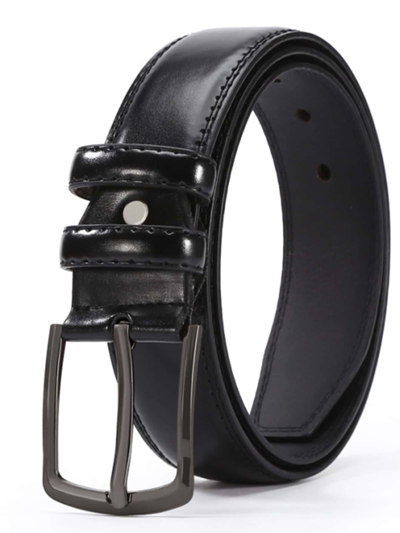 Men Square Buckle Belt - Black - View 1