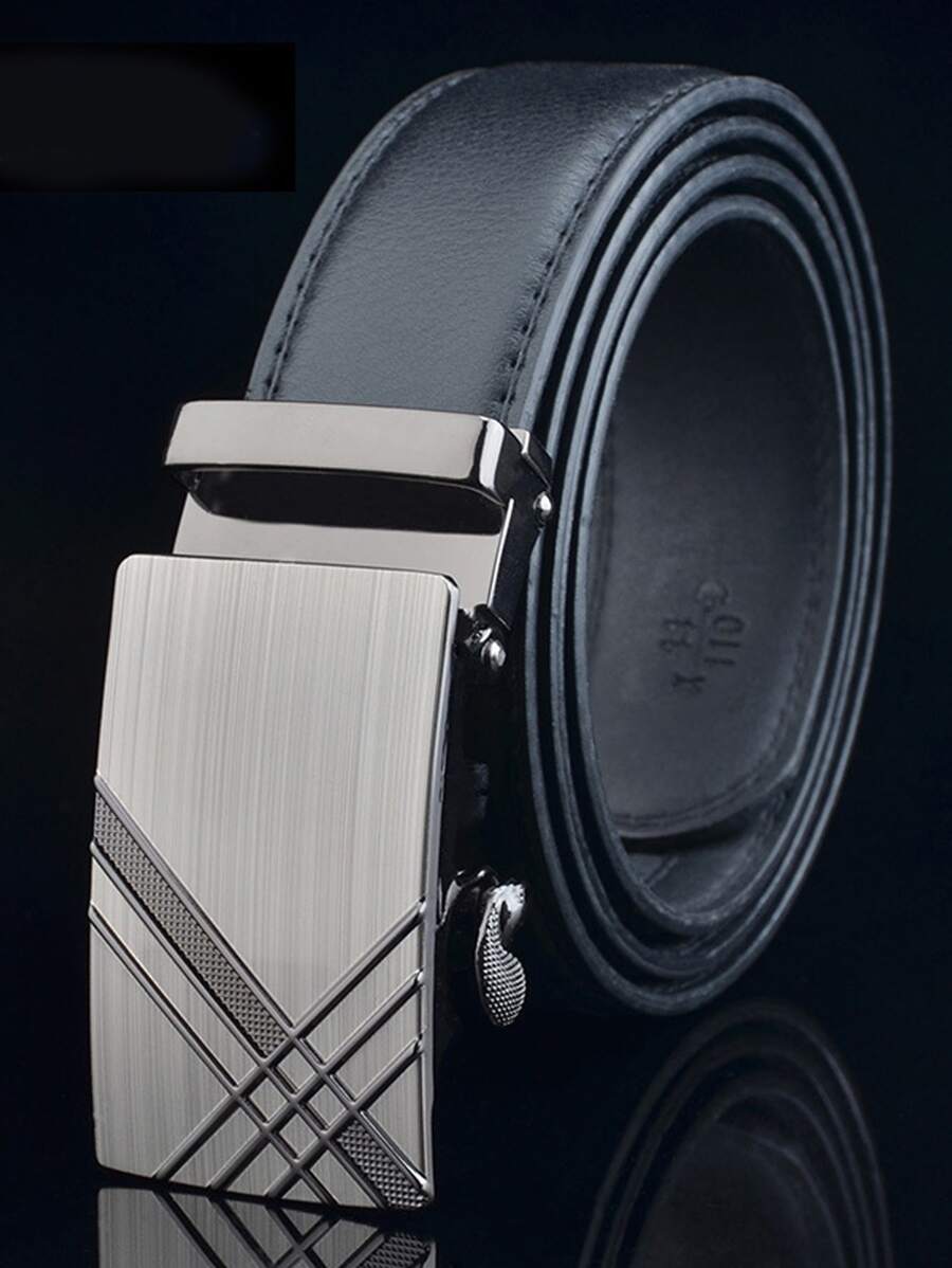 男士自動扣皮帶 - 黑色 - 查看 1