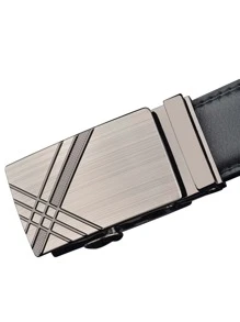 男士自動扣皮帶 - 黑色 - 查看 2