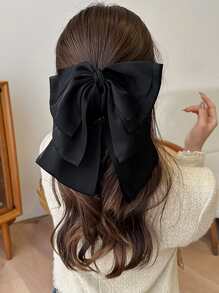 蝴蝶結裝飾可愛髮卡 - 黑色 - 查看 1