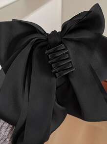 蝴蝶結裝飾可愛髮卡 - 黑色 - 查看 2