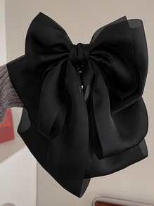 蝴蝶結裝飾可愛髮卡 - 黑色 - 查看 3