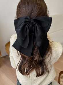 蝴蝶結裝飾可愛髮卡 - 黑色 - 查看 4