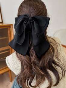 蝴蝶結裝飾可愛髮卡 - 黑色 - 查看 5