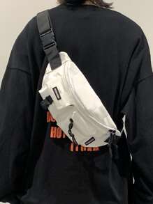 Letter Patch & Release Buckle Decor Waist Bag - Multicolor - View 1