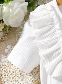 SHEIN Chicas ribete con fruncido Camiseta & con estampado Falda - Multicolor - Ver 4