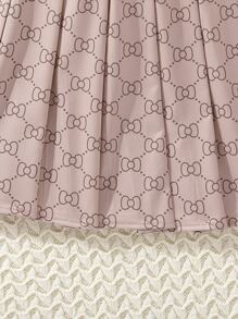 SHEIN Chicas ribete con fruncido Camiseta & con estampado Falda - Multicolor - Ver 6