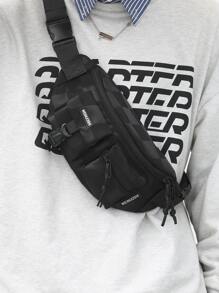 Letter Patch & Release Buckle Decor Waist Bag - Multicolor - View 1